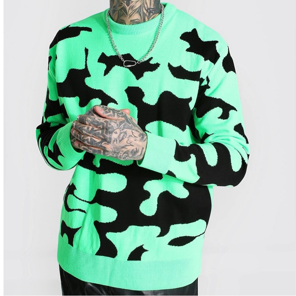 Boohoo man oversized abstract sweater